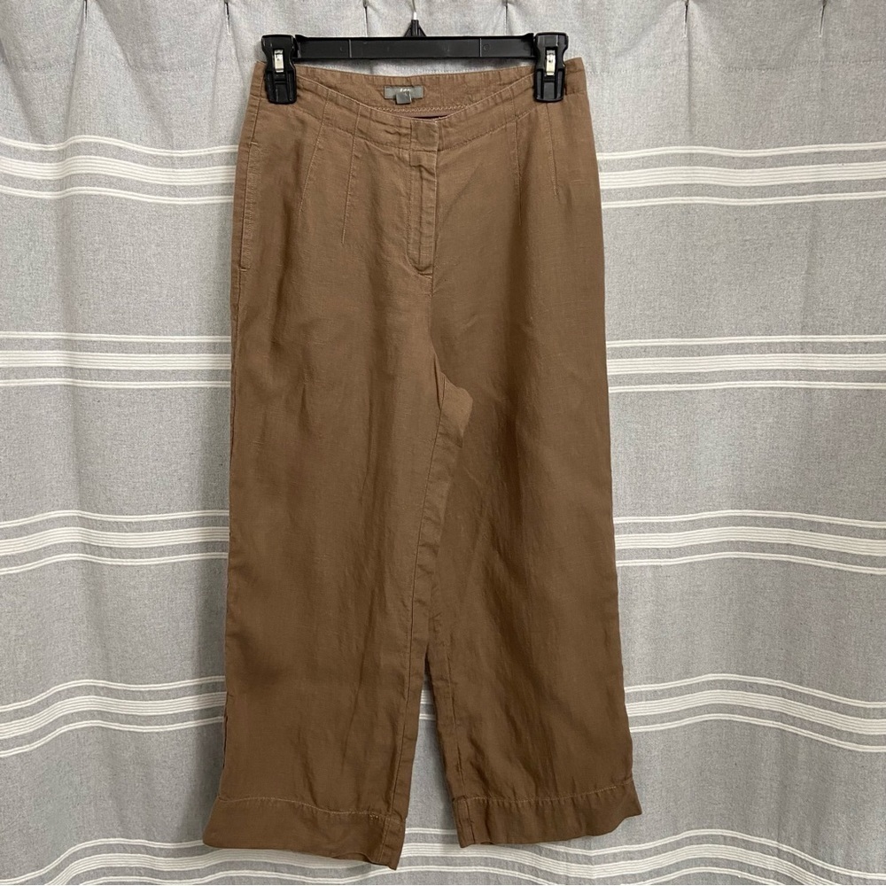 J. JILL / Brown Wide Leg Linen Pants Size 2P